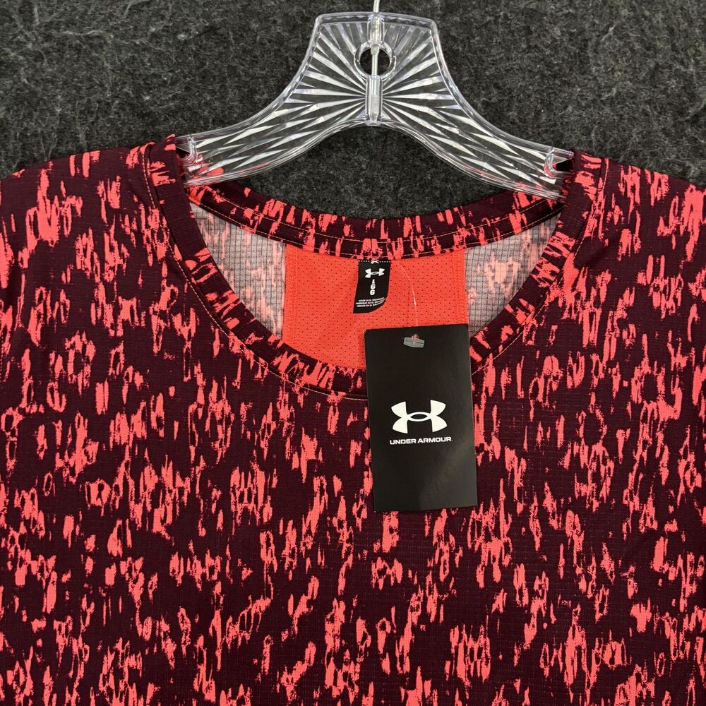 Under Armour Speedstride Shirt Women's Large Red Printed Running Workout Gym - Picture 2 of 8